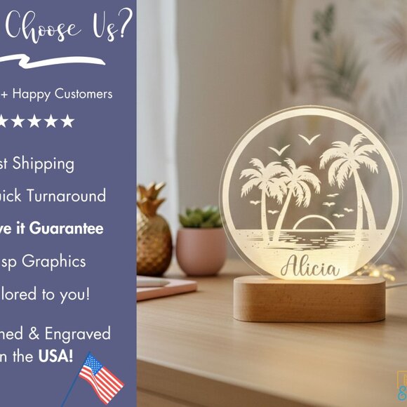 Palm Tree LED Lamp | Personalized Light-Up Name Sign for Greenery Lovers - Picture 4 of 8